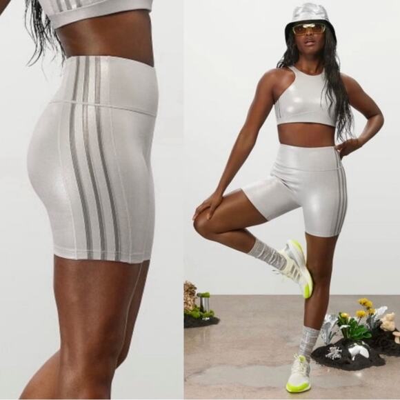 adidas Pants - IVY PARK x Adidas Biker Short in Grey Silver Size SMALL
